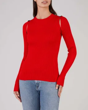 Proenza Schouler   Cardigan With Neckline Cut Outs Red 